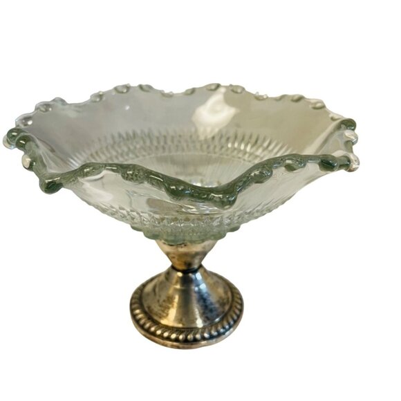 Vintage Duchin Creation Sterling Silver Glass Compote Nut Candy Dish On Base - Picture 5 of 5